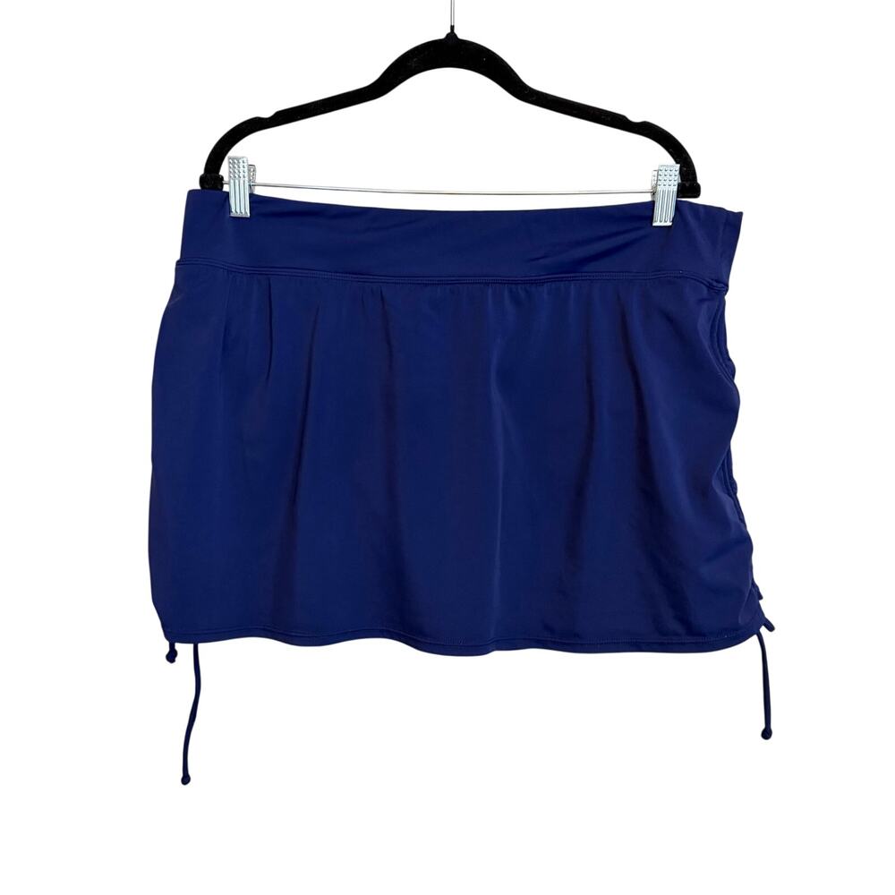 Croft & Barrow Swim Skirt Size 1X Blue Side Drawstring Skort Bottom Beach Summer